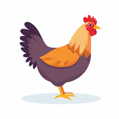 Cartoon illustration of a rooster with colorful feathers isolated on white