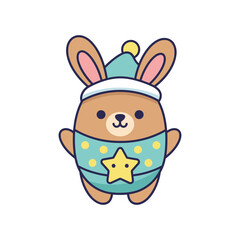 Obraz premium Adorable Bunny in Pajamas Illustration