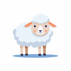 Cartoon sheep illustration on a white background with blue shadow detail