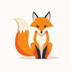 Cartoon fox illustration playful orange animal with upright tail design