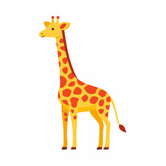 Cartoon giraffe standing upright against a white background vector illustration