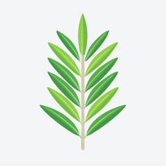 Stylized green leaf branch illustration on white background