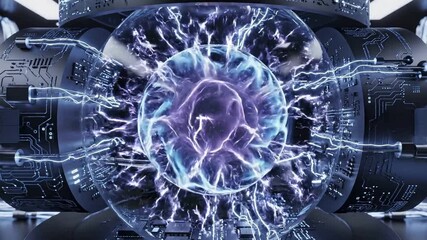 A futuristic 3d illustration of industrial machine gears and old clock elements featuring a glowing blue digital fractal pattern of motion and energy technology - Powered by Adobe