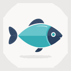 Stylized turquoise fish illustration on white background isolated for design