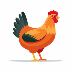 Vibrant illustrated chicken isolated on white background for diverse applications
