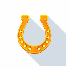 Golden horseshoe illustration isolated on white background with shadow