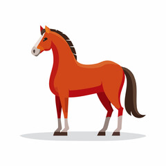 Cartoon horse illustration reddish brown equine depicted in flat vector style