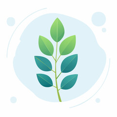 Stylized leafy branch illustration against blue background for design