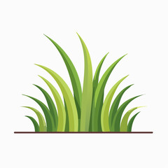 Stylized illustration of green grass blades on a brown earth base