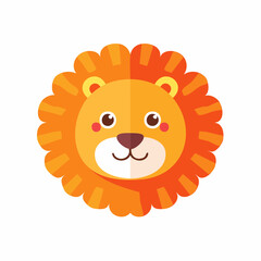 Cartoon lion illustration cheerful design with orange mane and smiling face