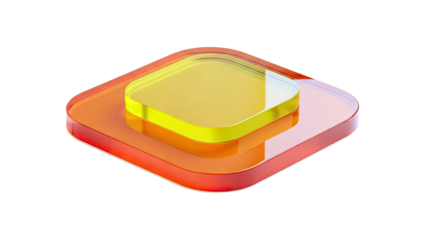 Stacked Translucent Square Shapes in Orange and Yellow