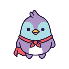Obraz premium Cute Cartoon Penguin Superhero Character Illustration
