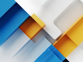 Fototapeta premium Modern Geometric Abstract Background with Blue, Orange, and White Minimalist Shapes