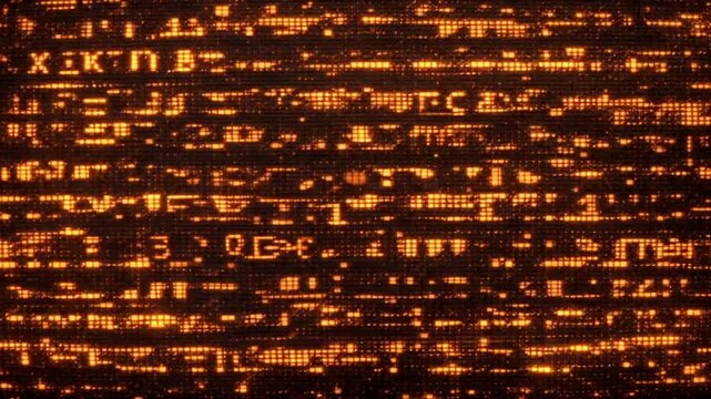 Amber CRT Terminal Fast Motion Background with Glitch
