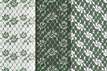 Green and white floral lace seamless patterns background © Design Infinity