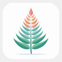 Stylized leaf illustration colorful botanical design on a white background