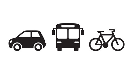Fototapeta premium Transportation Icons in Simple Flat Design with Black Color on White Background for Infographic