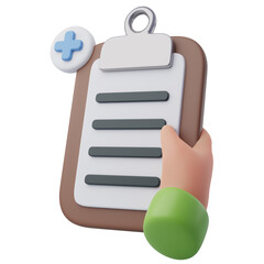 3D clipboard checklist icon with add symbol