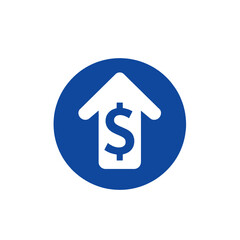 Fototapeta premium Blue app icon with house and dollar symbol.