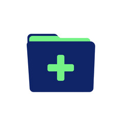 Obraz premium Blue folder UI icon with green plus sign.