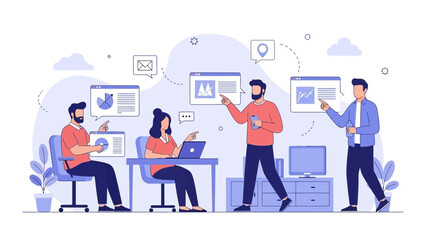 Fototapeta premium Team Collaboration and Digital Marketing Strategy Meeting