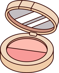 Flat Color Style Isolated Powder Blush Cosmetic Case Beauty Product