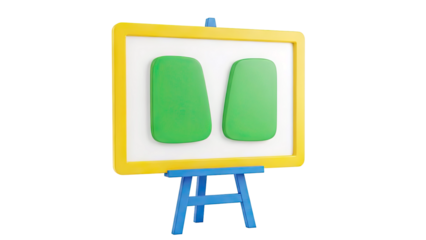 3D Rendering of a Children's Art Easel with Green Shapes