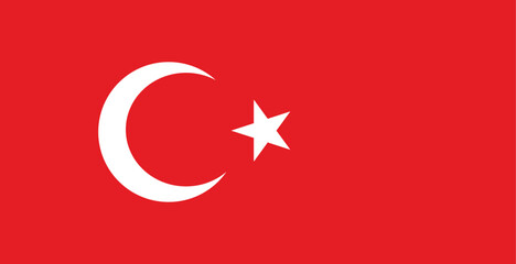 Turkish national flag waving in the wind with red background and white crescent moon and star symbol