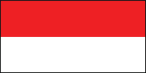 Flat vector illustration showing the national flags of Italy Austria and Indonesia as simple red and white country icons on a clean background