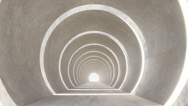 Minimal futuristic corridor with geometric frames and soft white lighting, creating depth, symmetry, and a clean architectural space for modern design concepts, 3d rendering