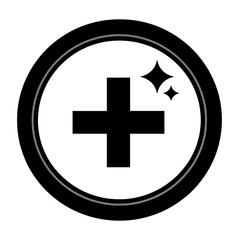 Obraz premium Round app icon with cross and sparkles.