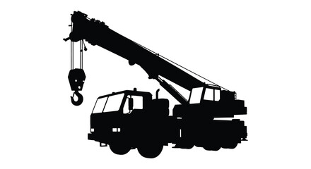 black silhouette of a construction crane with hook and boom silhouette high quality © nhpvect02
