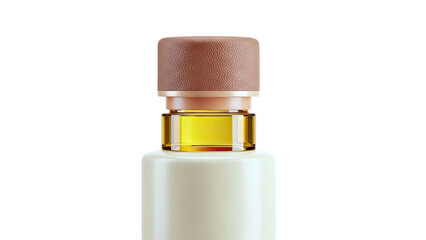 Luxury Perfume Bottle with Textured Cap and Amber Liquid