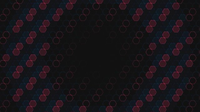 Virus Particles Rotating on Black Background.