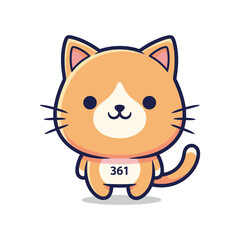 Obraz premium Adorable Cartoon Cat Illustration with Number 361