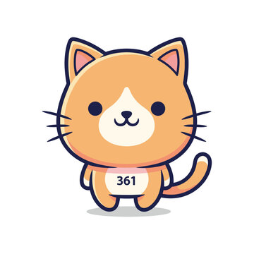 Adorable Cartoon Cat Illustration with Number 361