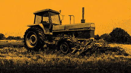 An old tractor plowing through a field, capturing the essence of agriculture