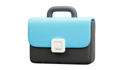 3D Blue and Black Briefcase Icon
