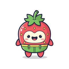 Cute Strawberry Character Illustration