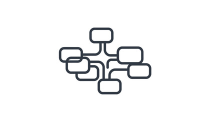 black flowchart diagram with blank boxes