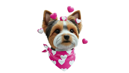 Adorable Yorkshire Terrier with Hearts
