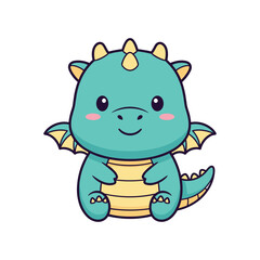 Obraz premium Adorable Cartoon Dragon Illustration