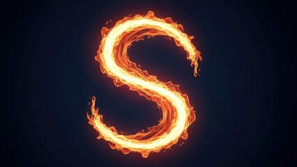 A large flaming letter S against a dark background