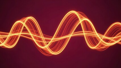 A vibrant orange light wave flows across a dark red background in a mesmerizing display of energy and movement.