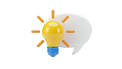 Lightbulb and speech bubble representing new ideas and communication