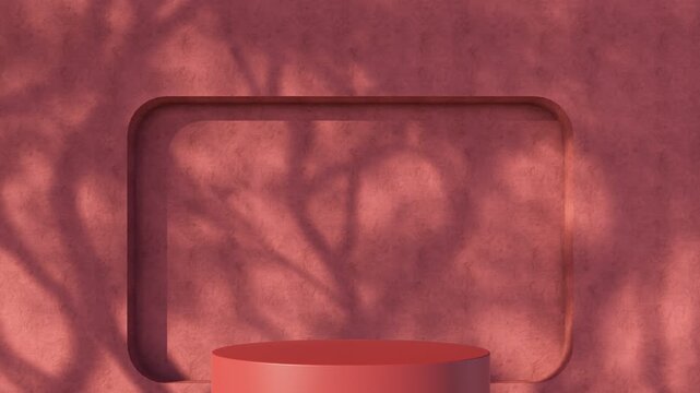 Warm minimal podium with soft shadows on a textured wall, perfect for cosmetic, skincare, fashion, and lifestyle product presentation with an elegant aesthetic, 3d rendering