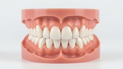 Obraz premium Realistic dental model displaying full set of human teeth for educational and training purposes in dentistry