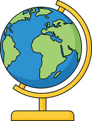 World globe vector illustration colorful earth map icon for geography education travel and school design