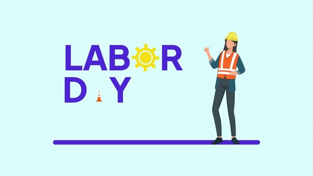 Animated video of goal welcoming labor day. Labor Day concept. Full length animation illustration. High quality&nbsp;4k&nbsp;footage