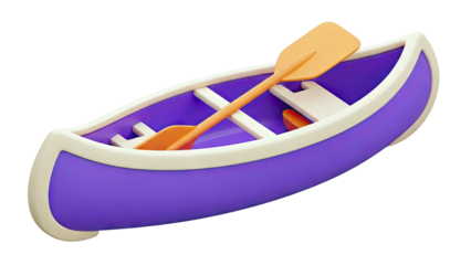 3D Cartoon Canoe with Paddle